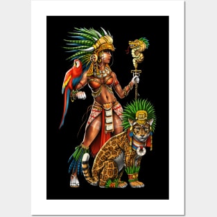 Aztec Jaguar Warrior Woman Posters and Art